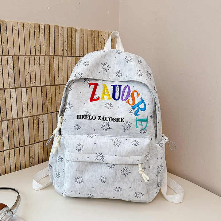 Casual Star-Patterned School Backpack
