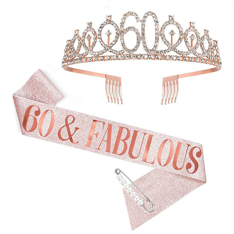 Ladies Crystal Birthday Tiara and Sash Set Kalsten