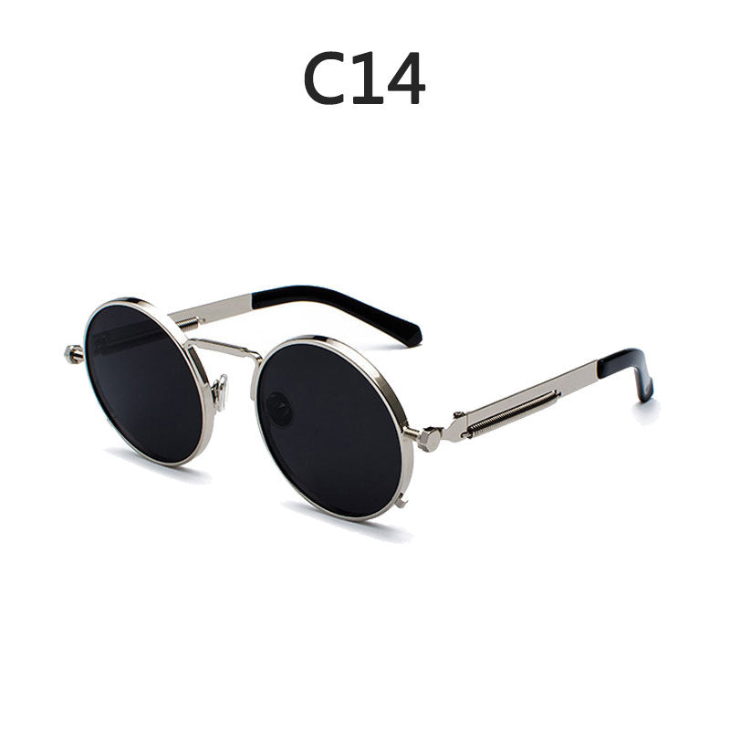 Ladies Round Metal Sunglasses with Mirrored Lenses Kalsten
