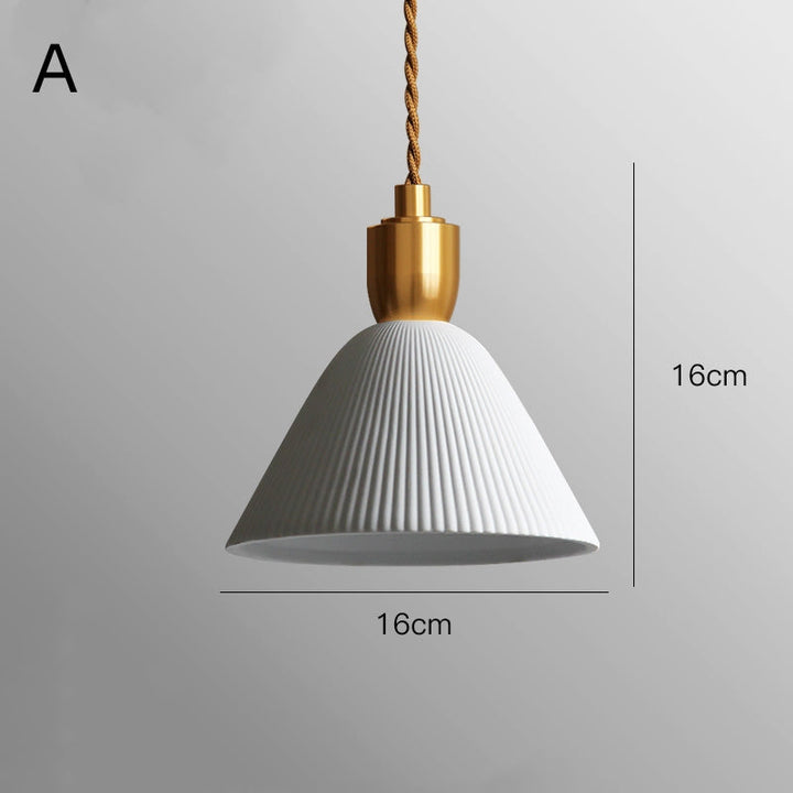 Retro Pleated Ceramic Brass Cocoon Pendant Lamp | Kalsten