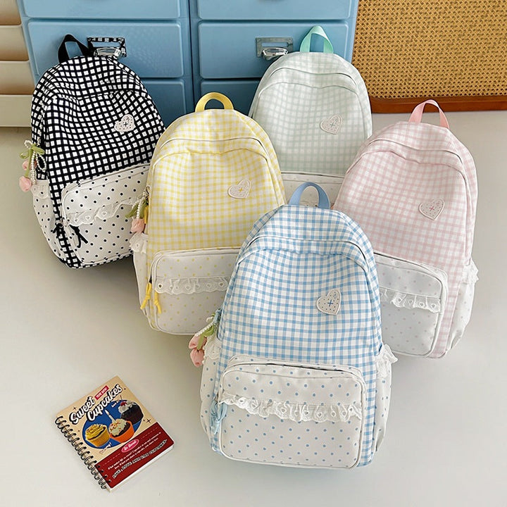 Whimsical Gingham Pattern Backpack Kalsten