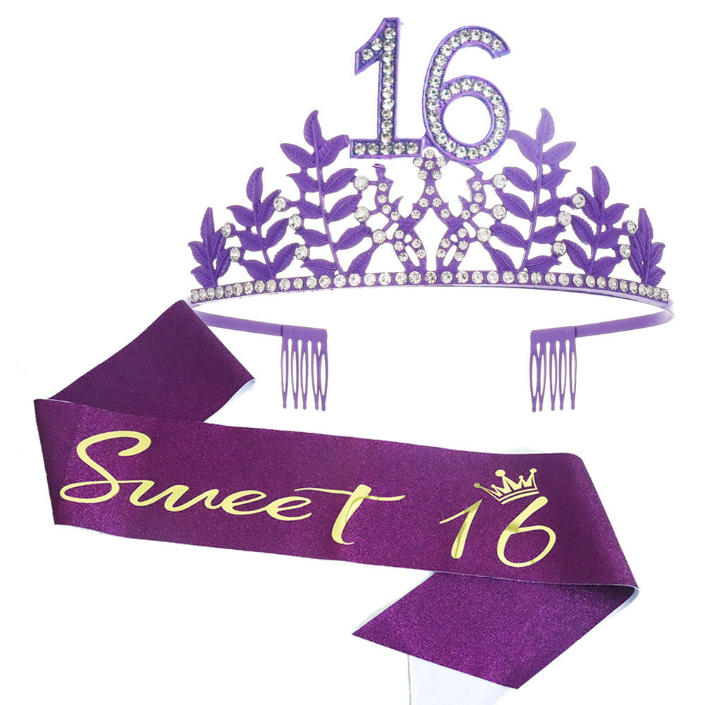 Women's Glamorous Birthday Crown with Shining Rhinestones Kalsten