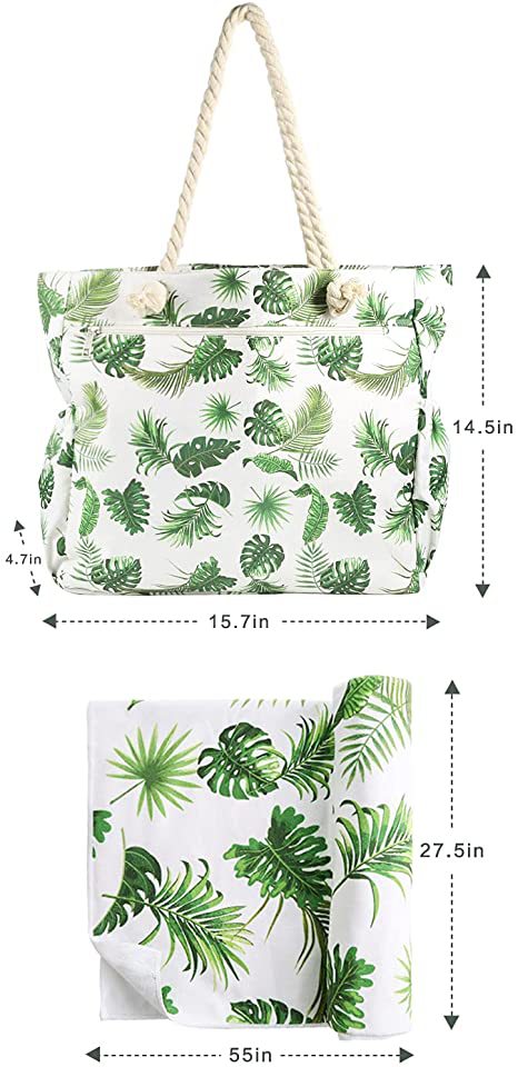 Beach bag with botanical motif and sturdy rope handles Kalsten