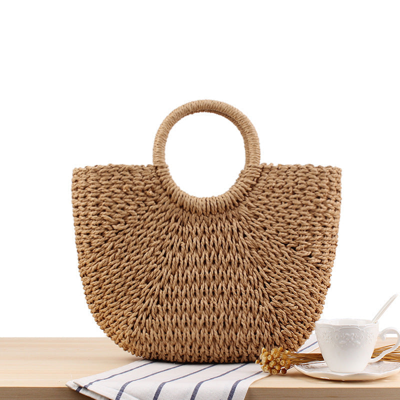 Beach bag made of durable woven material with modern circular design Kalsten