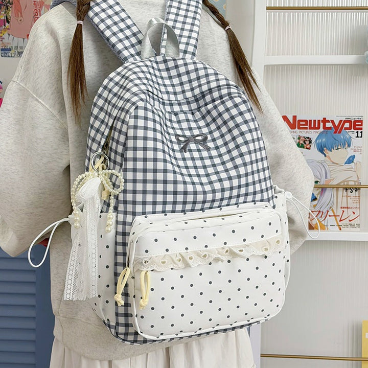 Playful Gingham and Polka Dot Backpack Kalsten
