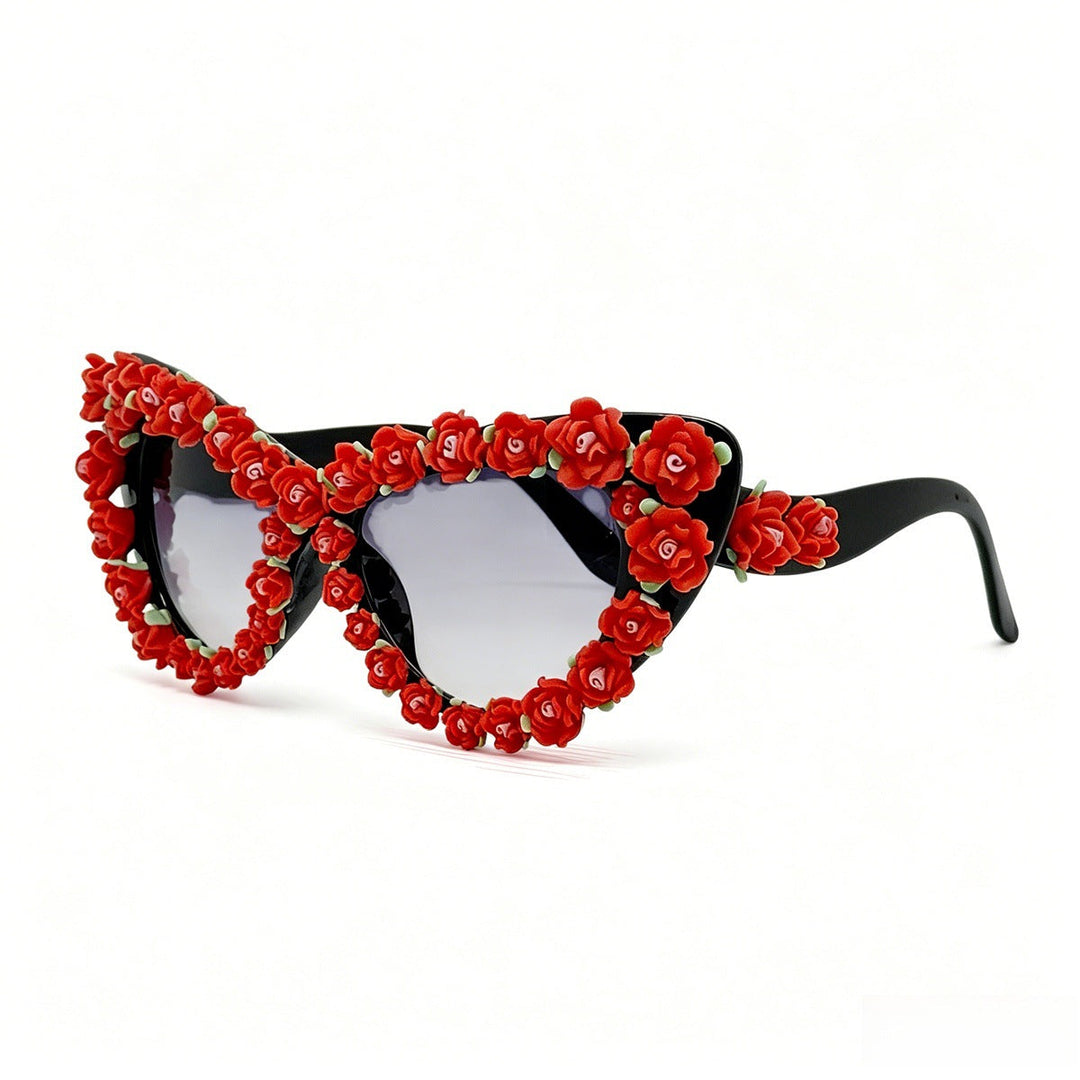 Ladies Cat-Eye Sunglasses with Floral Applications Kalsten