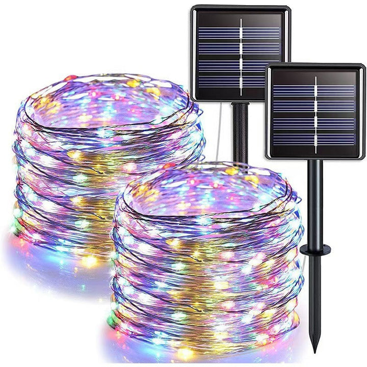 Solar Copper Wire Fairy String Lights With Dual Stake Panels Kalsten