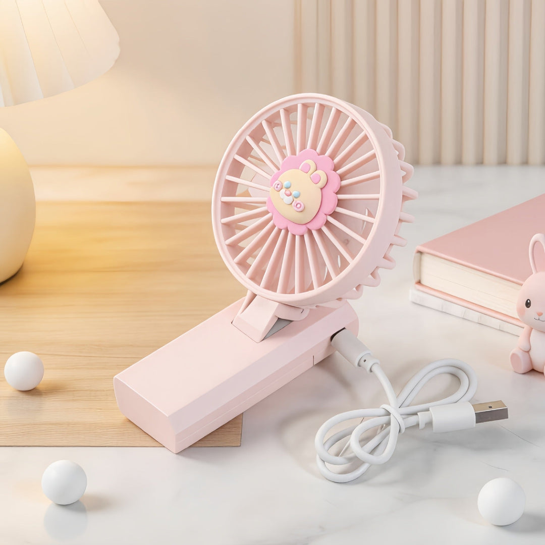 Women Portable Handheld Fan with Cute Lion Design Kalsten