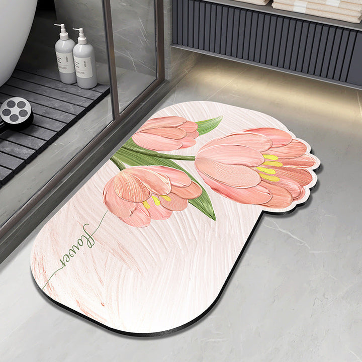 Floral Design Plush Bath Mat Kalsten