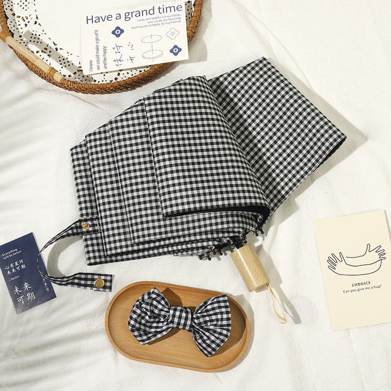 Ladies elegant folding umbrella with classic check pattern Kalsten