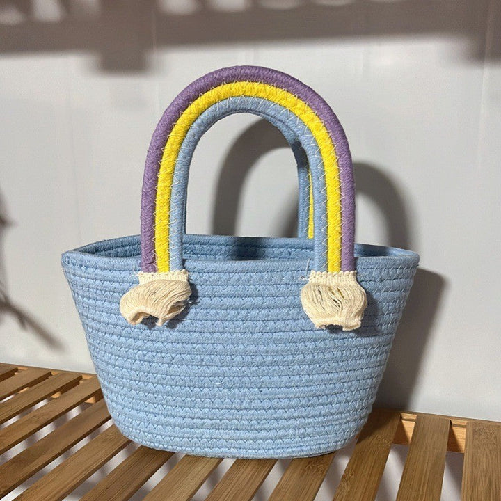 Women's handmade basket bag with color-coordinated handle accents Kalsten
