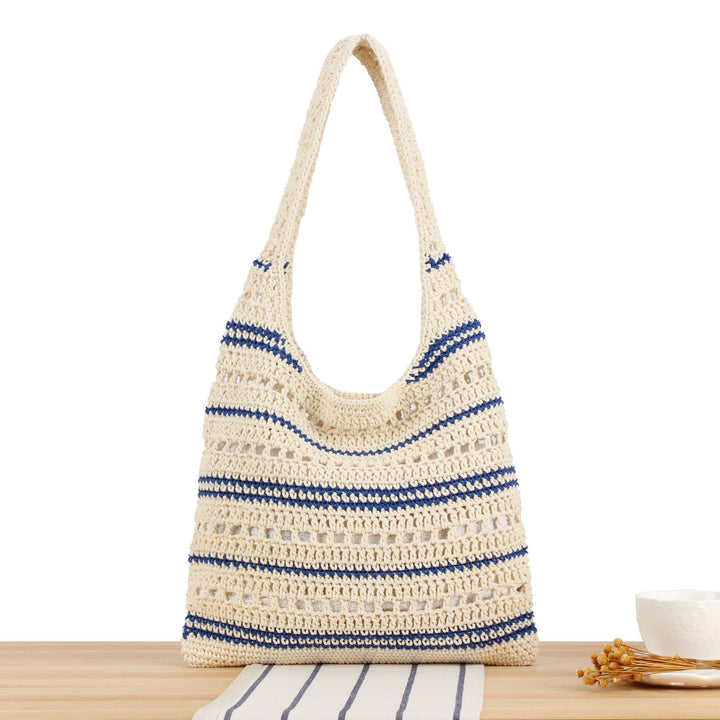 Hand-knotted shoulder bag with maritime stripe pattern Kalsten