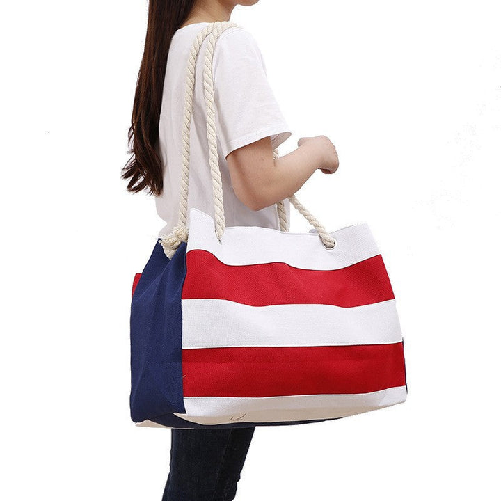 Shopping bag with maritime stripes and robust rope handles Kalsten