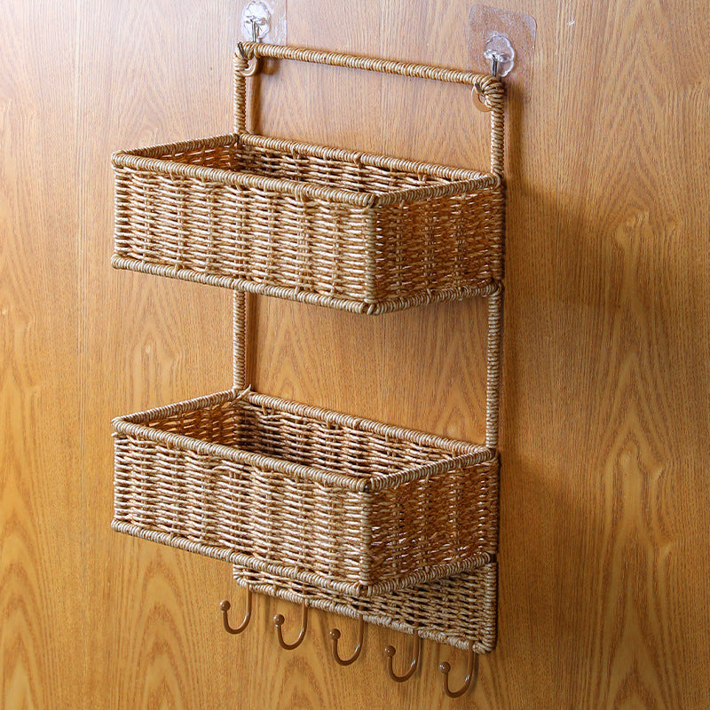 Unisex Wall-mounted Storage Basket with Double Shelf Kalsten
