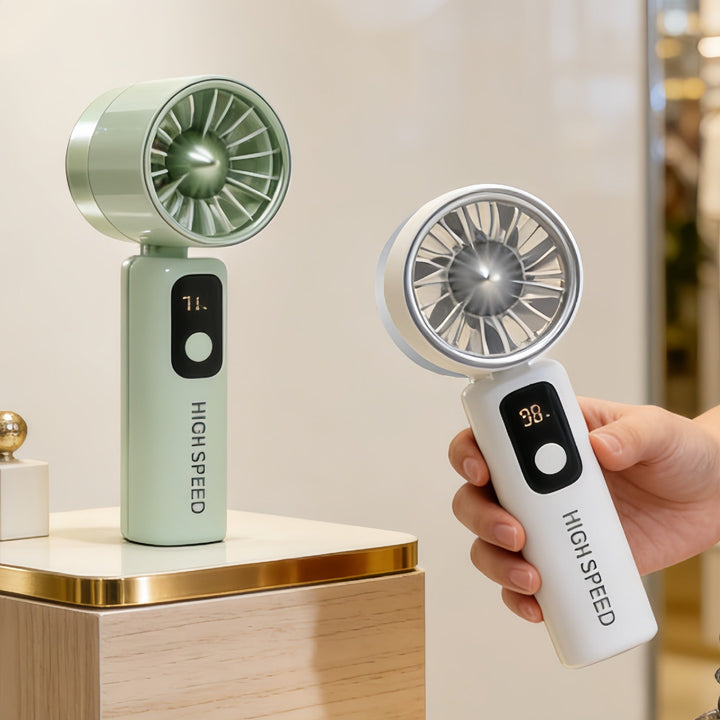 Ladies Portable Mini Fan with Digital Temperature Display Kalsten