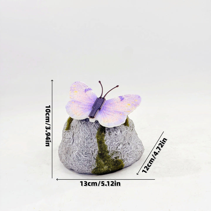 Decorative Solar-Powered Butterfly Perched Stone LED Garden Accent Kalsten
