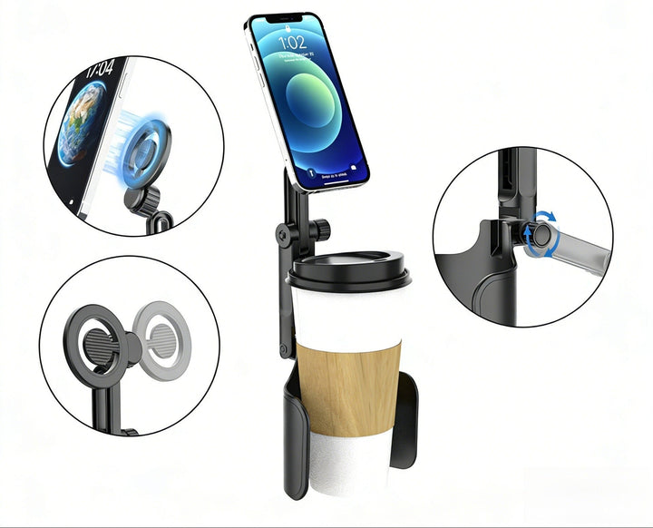 Adjustable car headrest tablet and smartphone holder with telescopic support arm and anti slip cradle Kalsten
