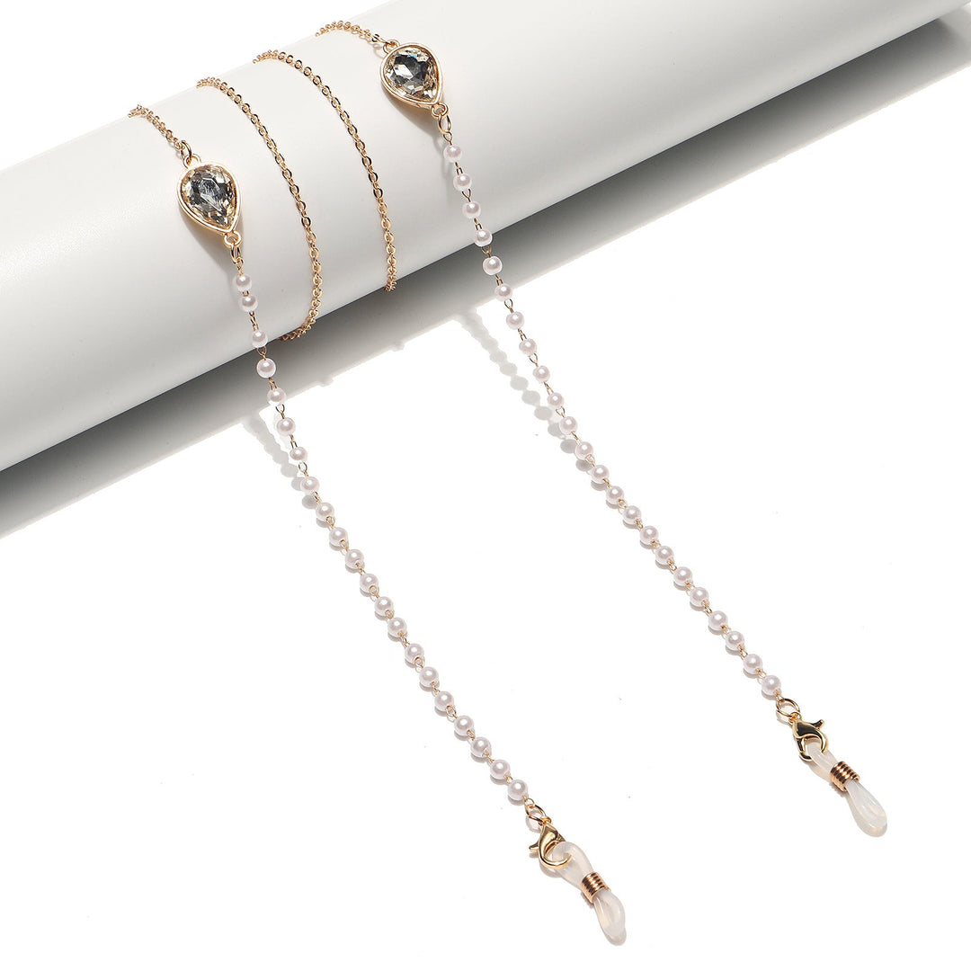 Elegant Pearl and Crystal Eyewear Chain Kalsten