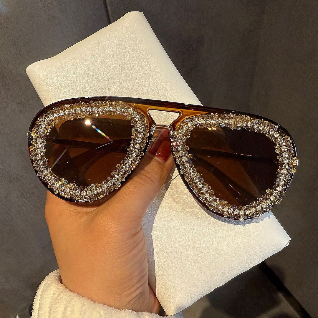 Women's extravagant heart-shaped sunglasses with sparkling rhinestone frame Kalsten