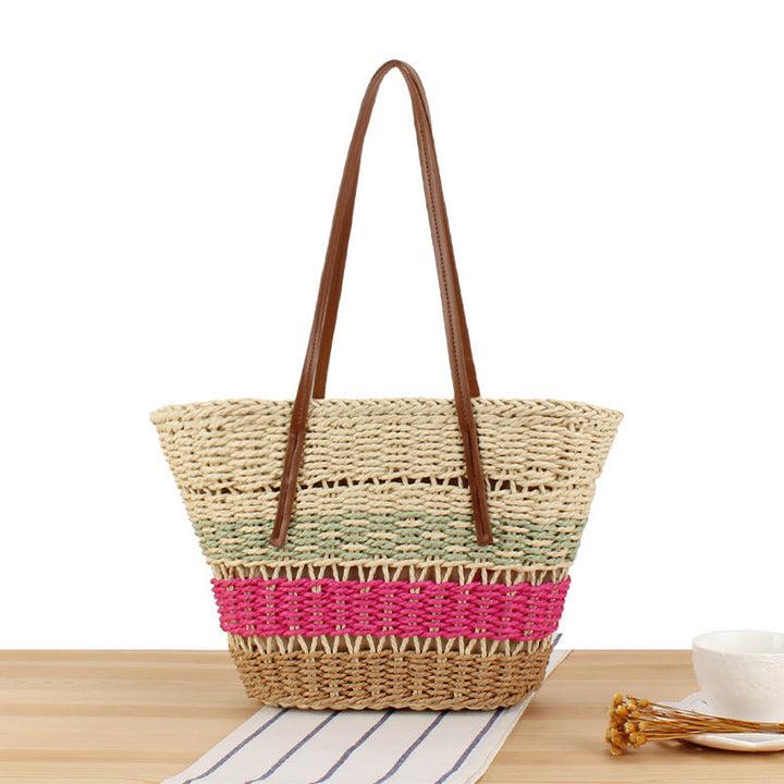 Braided Bast Handbag with Leather Handles Kalsten