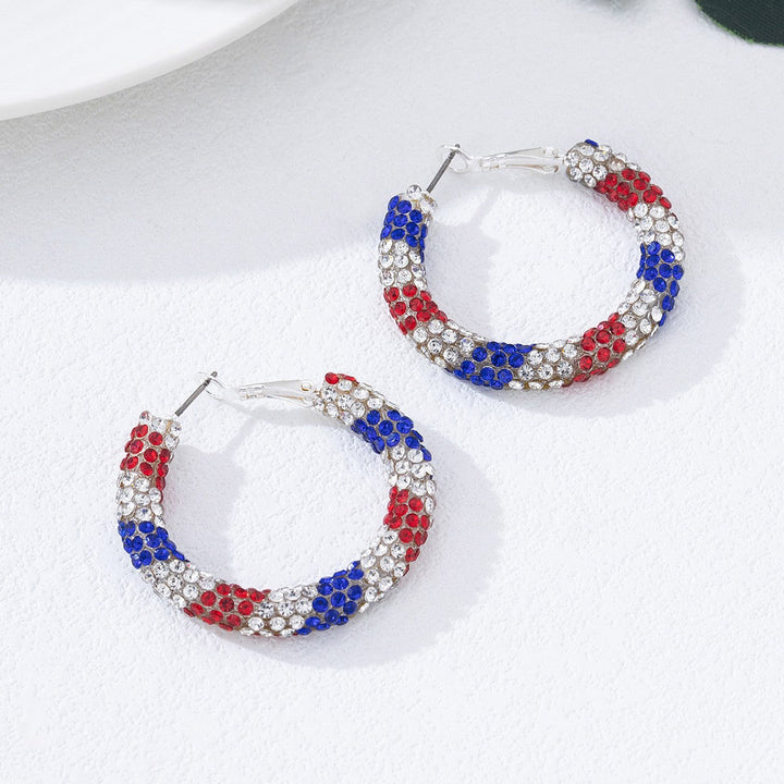 Women's nan pave rhinestone encrusted hoop earrings with secure leverback closure Kalsten