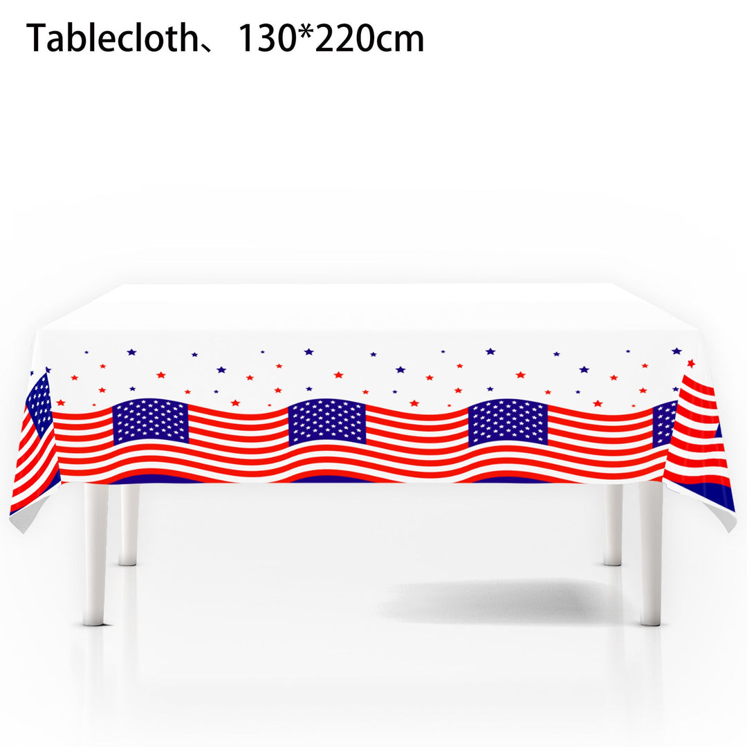 Unisex nan patriotic rectangular party tablecloth with stars and stripes waterproof disposable plastic Kalsten