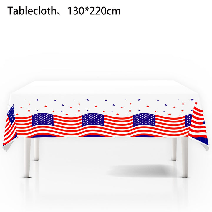 Unisex nan patriotic rectangular party tablecloth with stars and stripes waterproof disposable plastic Kalsten