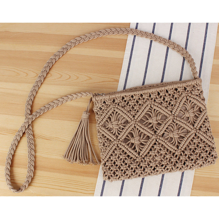 Handcrafted Macrame Shoulder Bag with Tassels Kalsten