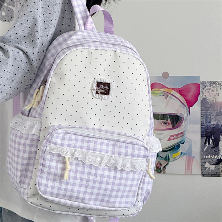 Charming Gingham Patterned School Backpack