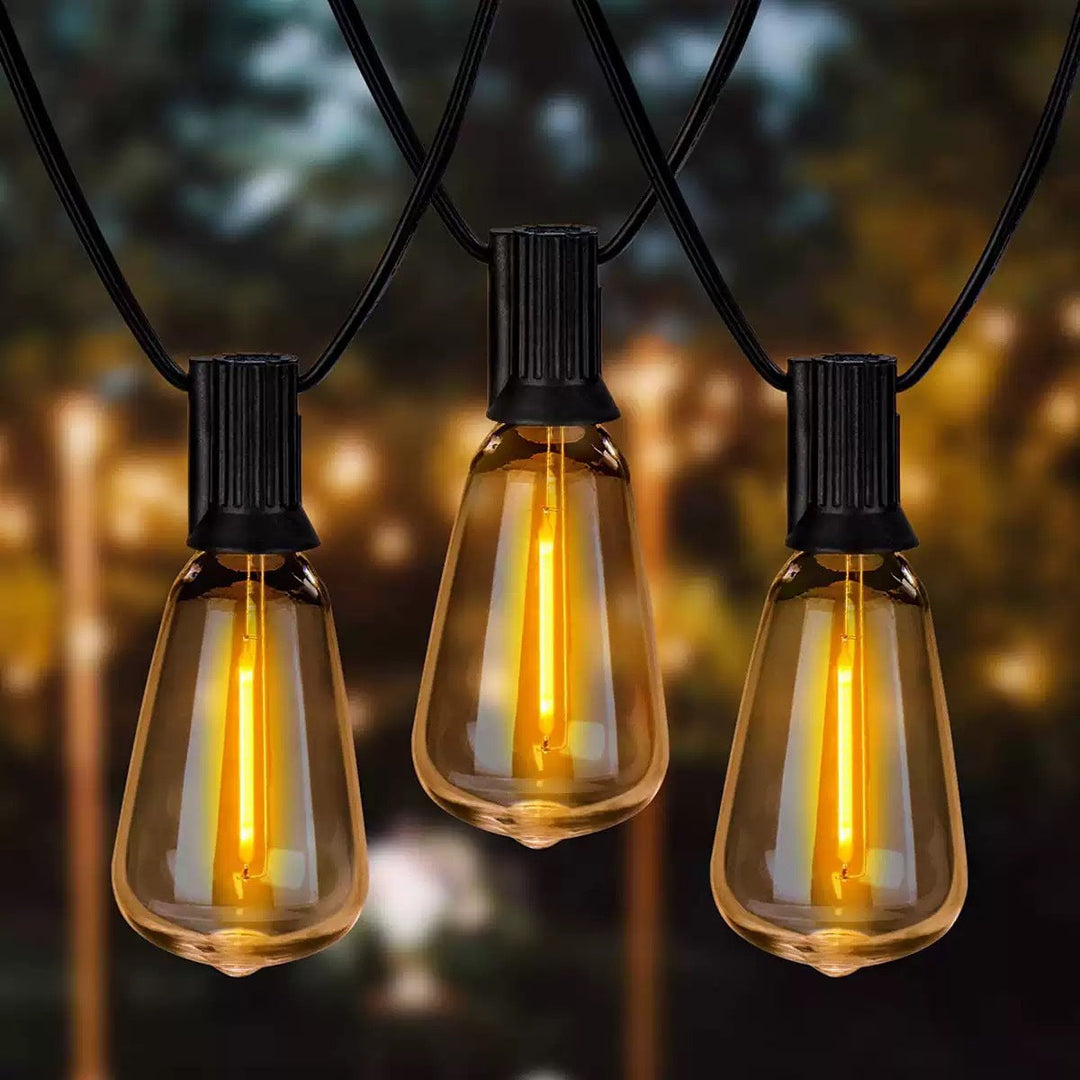 Outdoor Vintage Filament LED String Lights With Shatterproof Teardrop Bulbs And Heavy-Duty Weatherproof Cable Kalsten