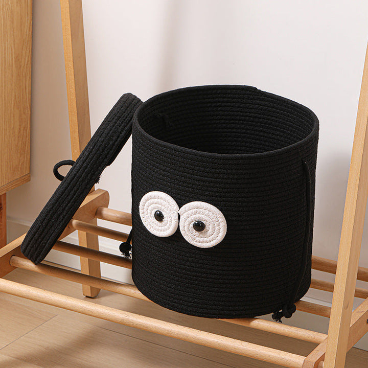 Women's Round Storage Basket with Lid and Eye Design Kalsten