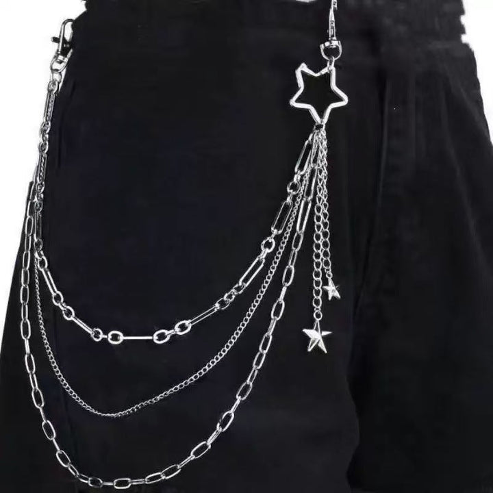 Fashionable chain belt with sparkling star pendant Kalsten