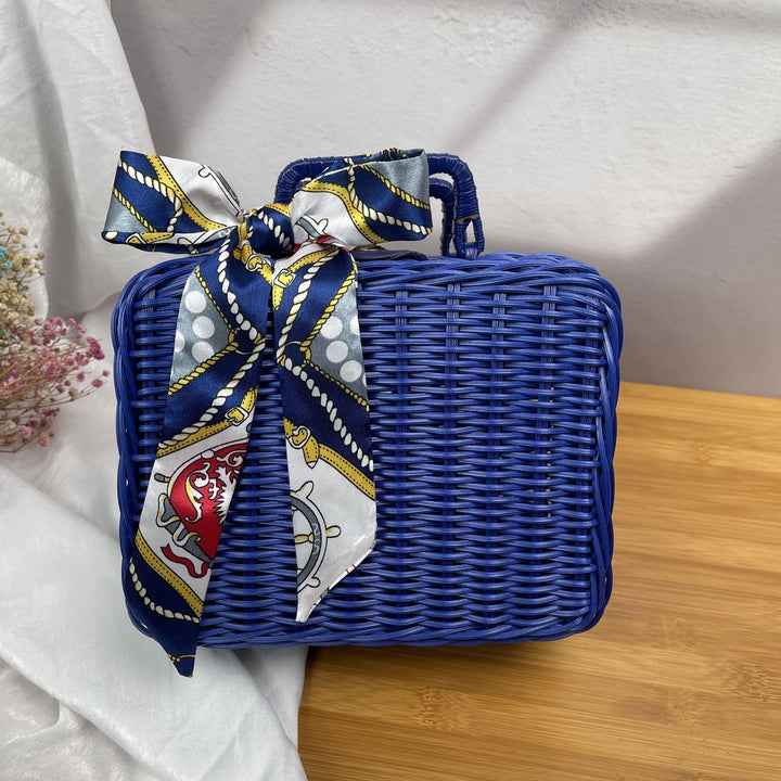 Women's braided handbag with decorative silk ribbon Kalsten