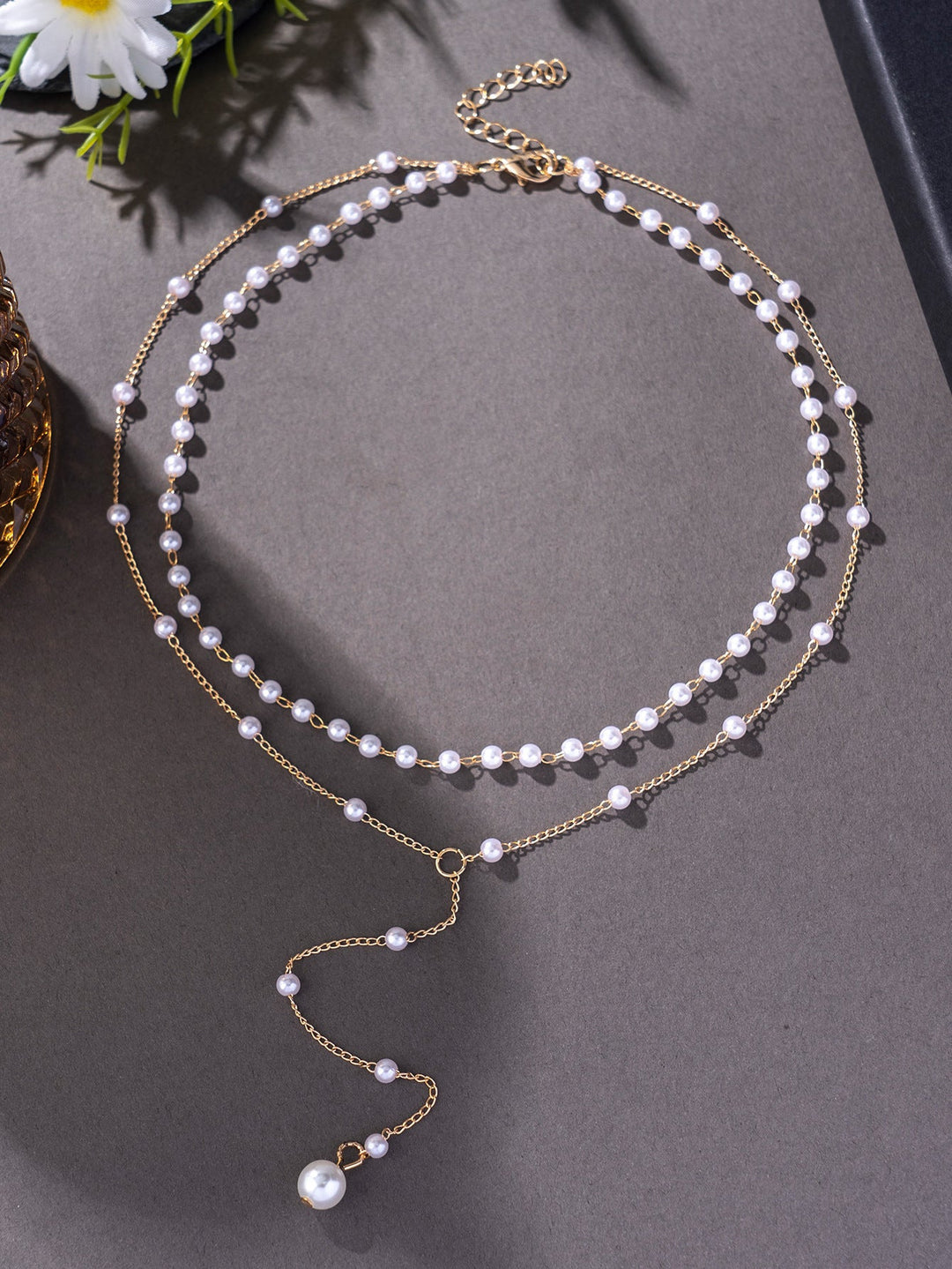 Layered Pearl Chain Necklace Kalsten