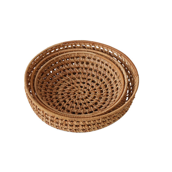 Ladies' round basket made of handwoven natural material Kalsten