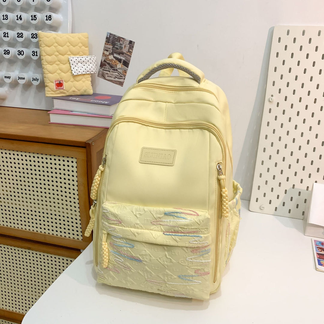 Multi-Function Quilted School Backpack