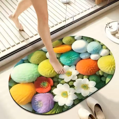 Floral Memory Foam Bath Mat Acalora