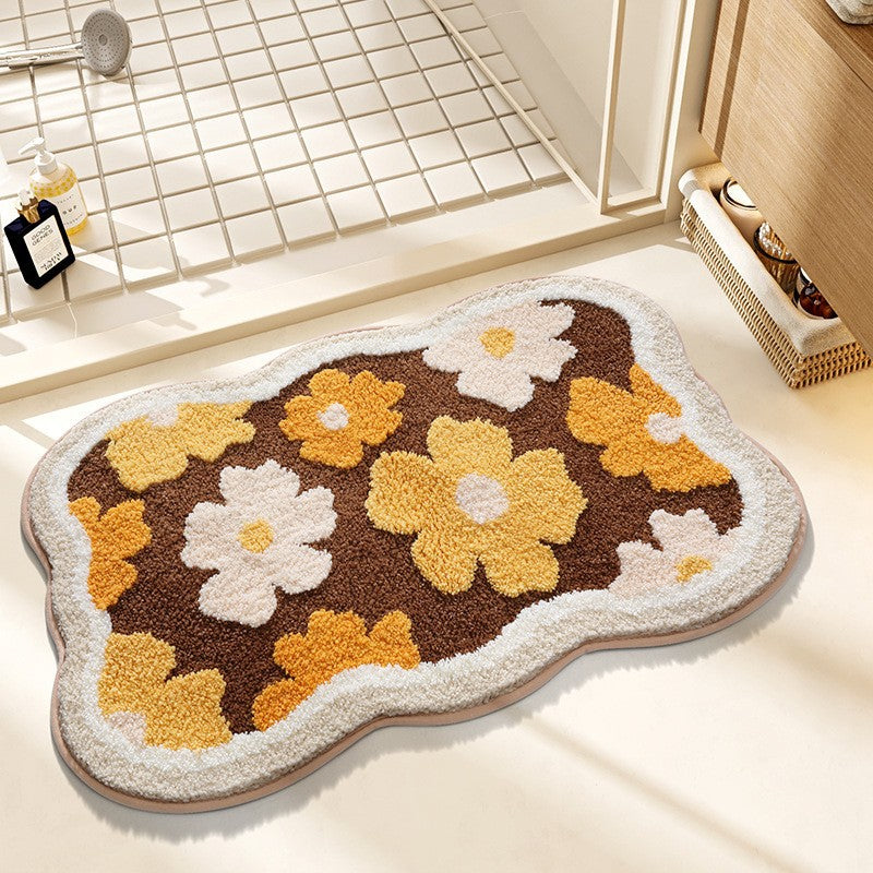 Leaf Design Plush Bathroom Mat Kalsten
