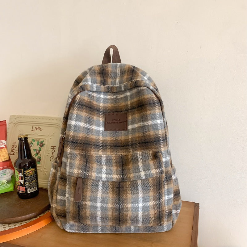 Functional Plaid School Backpack