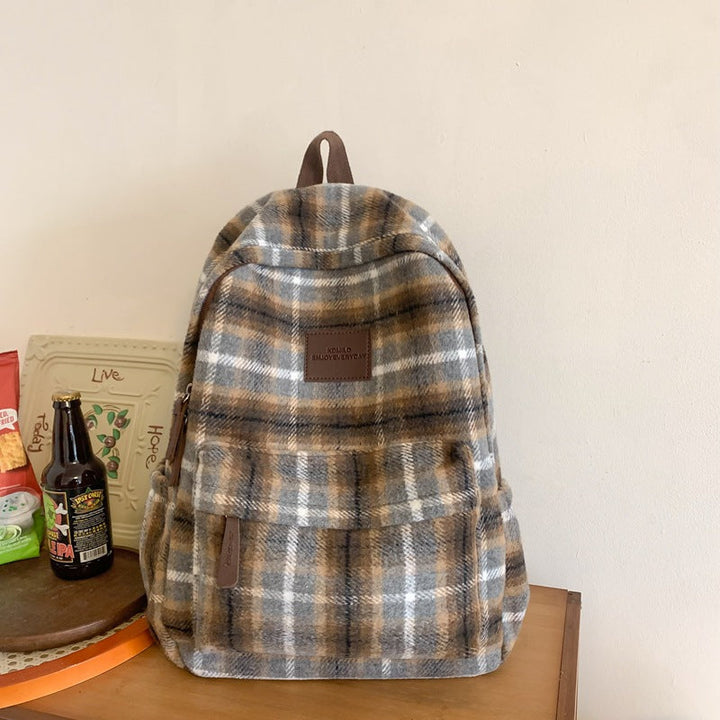 Functional Plaid School Backpack