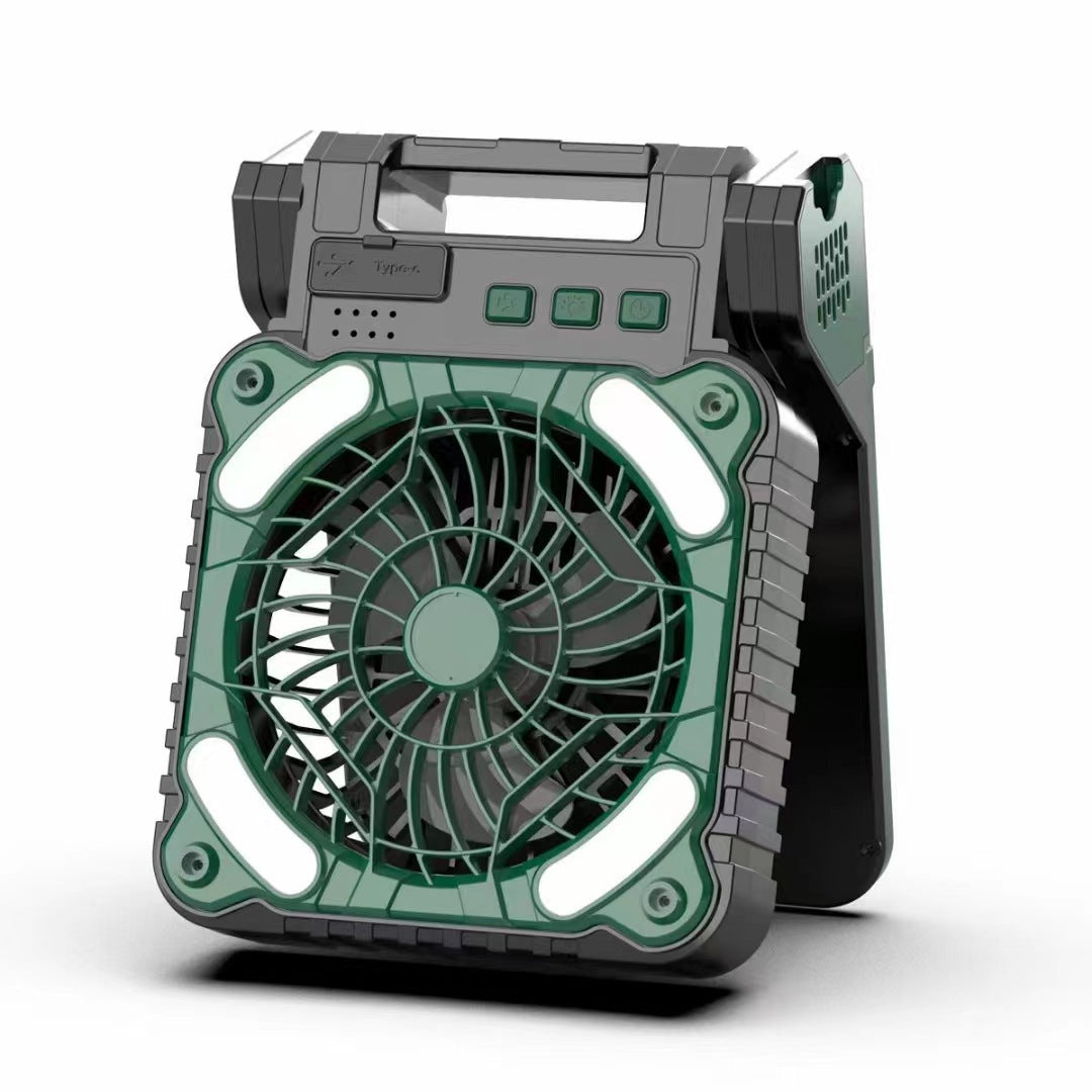 Cooling portable rechargeable rugged worksite fan with LED floodlight and USB Type-C charging Kalsten