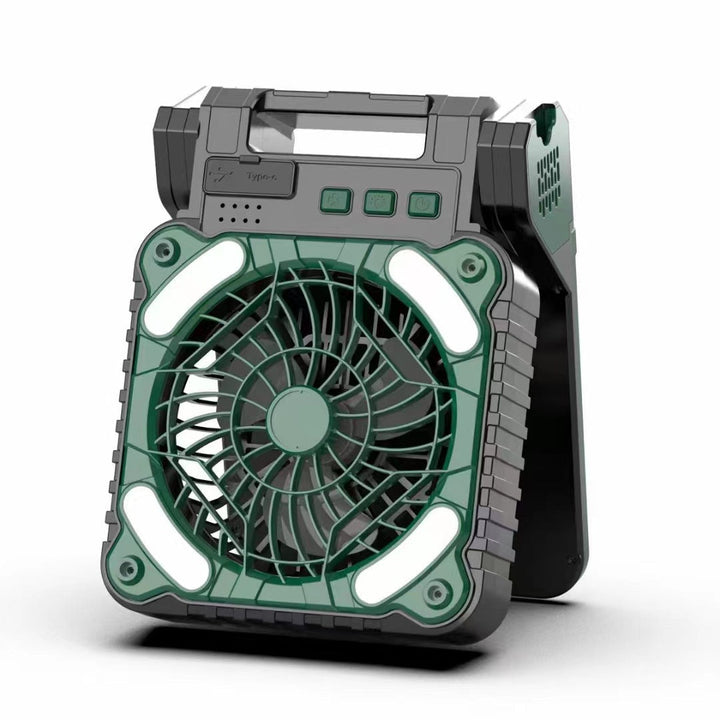 Cooling portable rechargeable rugged worksite fan with LED floodlight and USB Type-C charging Kalsten