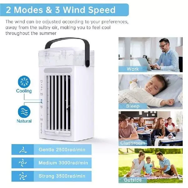 Unisex One Size Micro Desktop Evaporative Cooler with Replaceable Activated Carbon Cooling Pad USB Powered Adjustable Louvers Kalsten