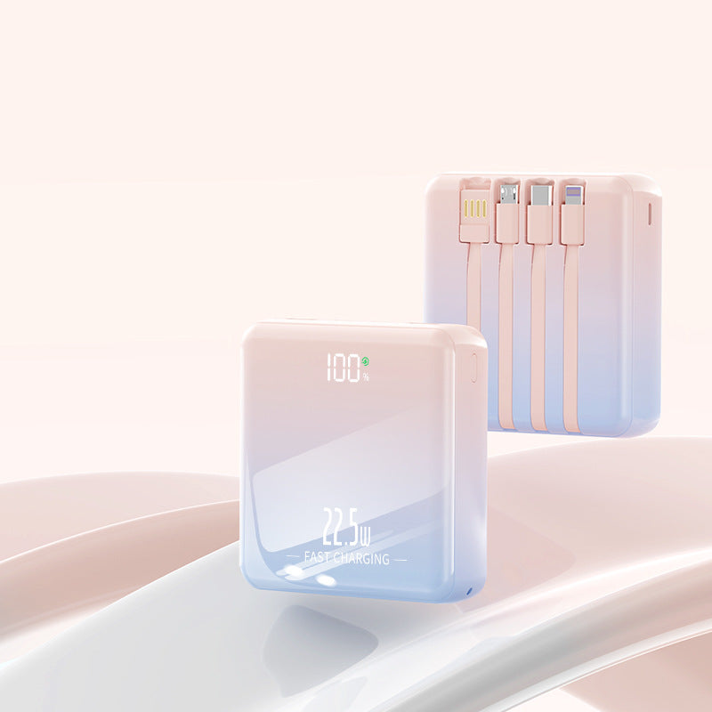 Portable power bank with integrated charging cables and digital display Kalsten