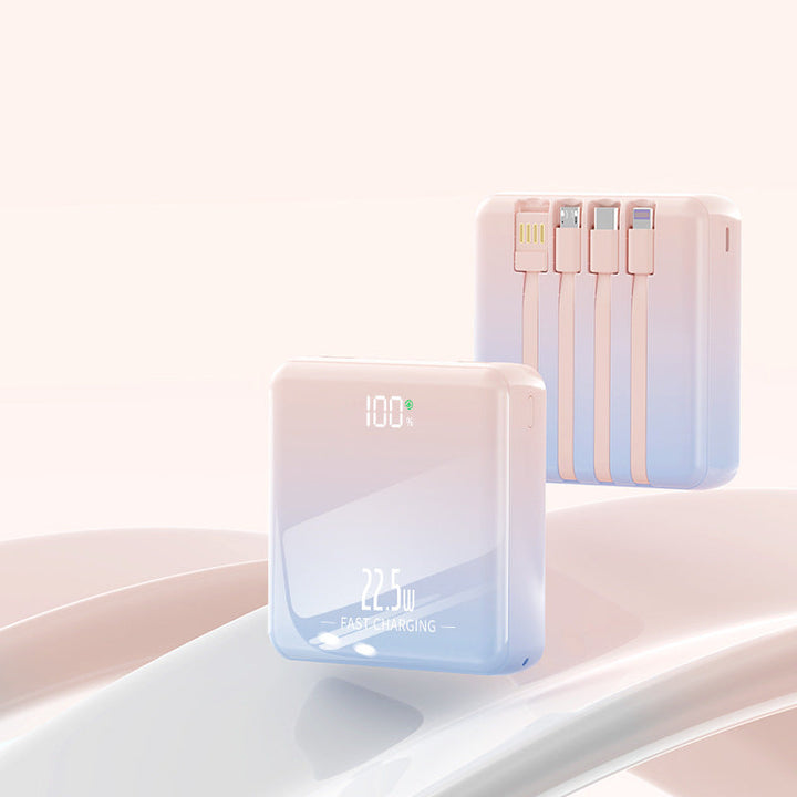 Portable power bank with integrated charging cables and digital display Kalsten