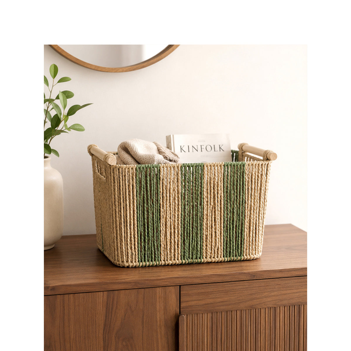 Elegant storage basket with sturdy handles Acalora