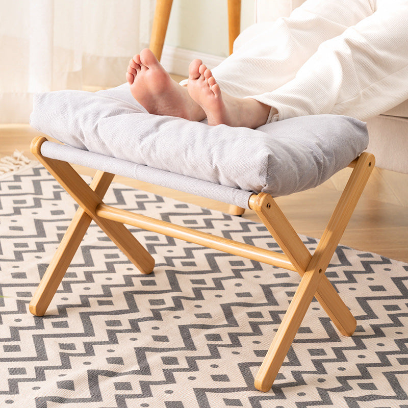Foldable Stool With Padded Seat And Sturdy Wooden Structure Kalsten