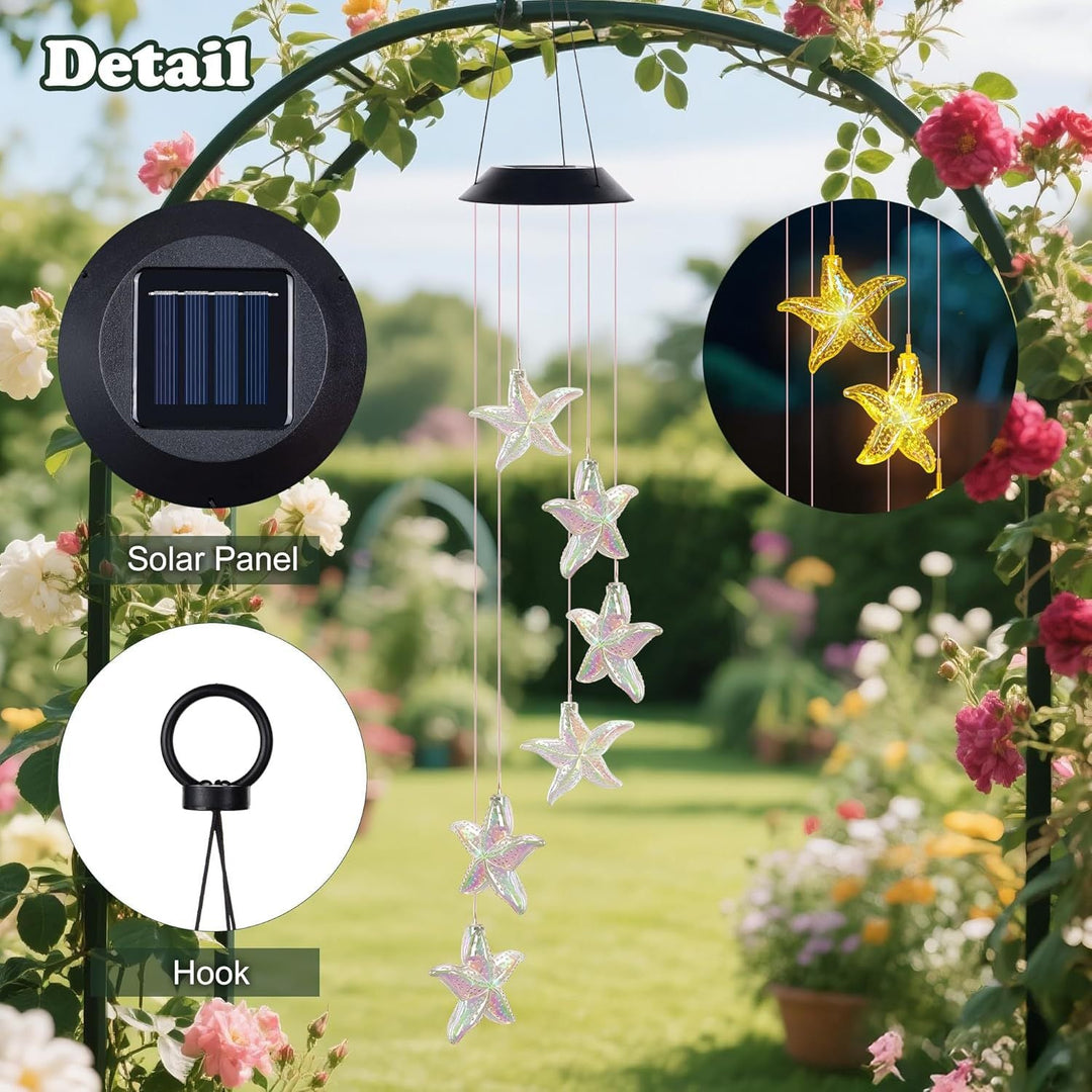 Decorative Solar LED Starfish Wind Chime Hanging Garden Light Kalsten