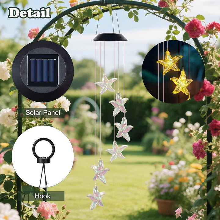 Decorative Solar LED Starfish Wind Chime Hanging Garden Light Kalsten