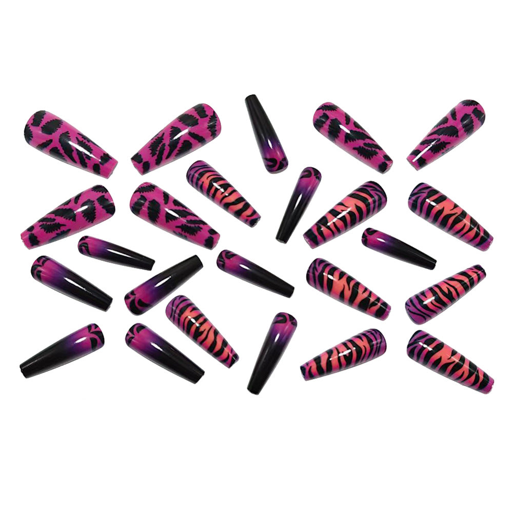 Long Artificial Nails in Trendy Tiger Pattern Kalsten